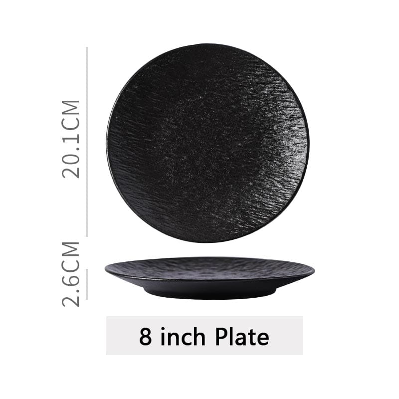 Matte Texture Black White Ceramic Tableware Set