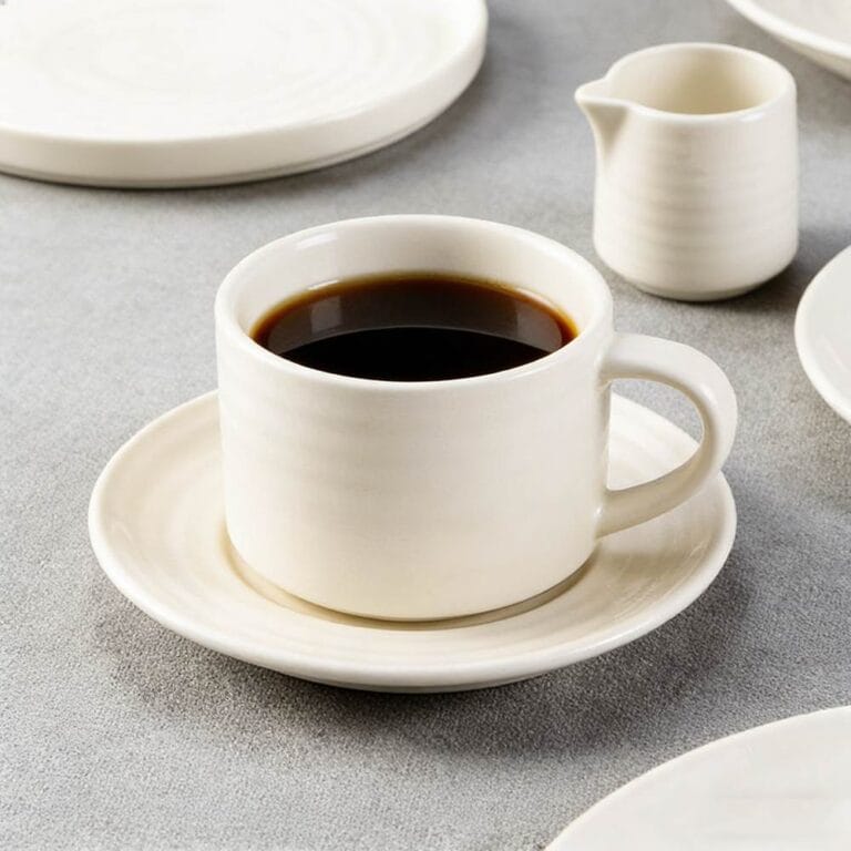 Pure White Swirl Texture Porcelain Dinnerware Set