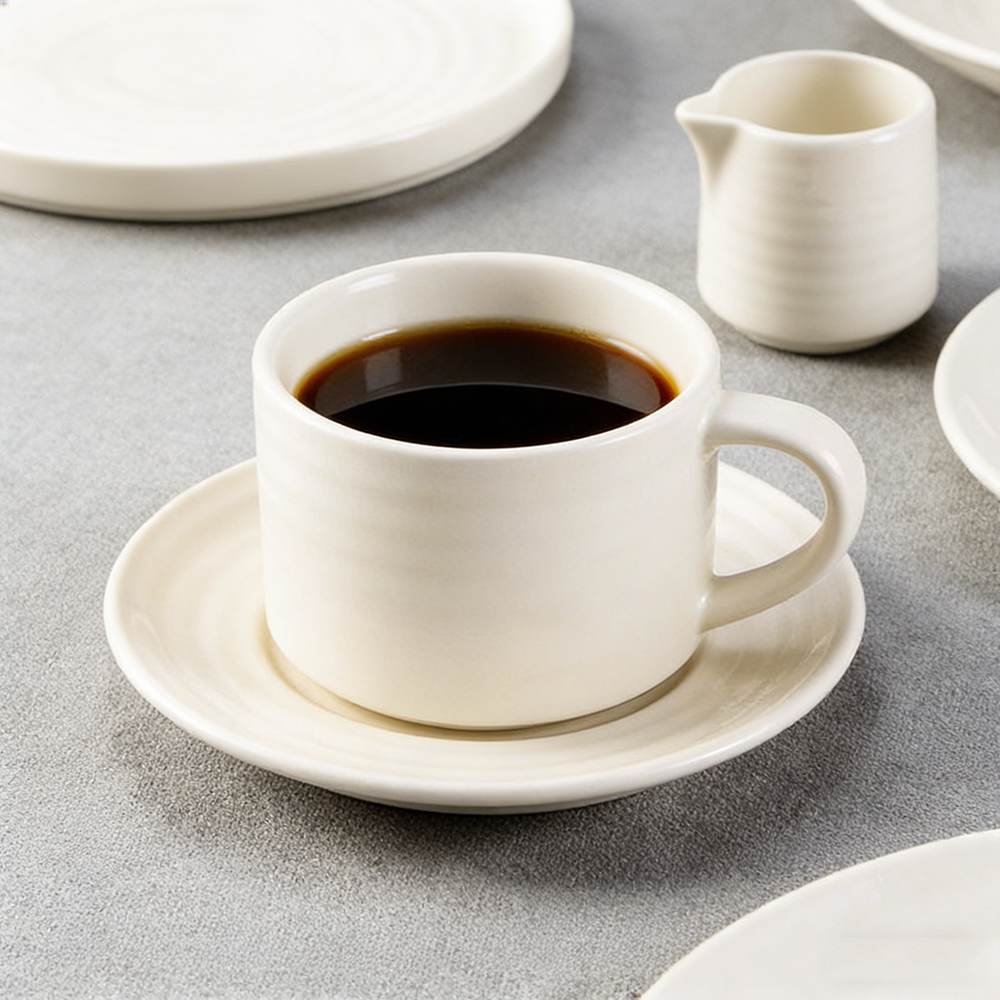 Pure White Swirl Texture Porcelain Dinnerware Set