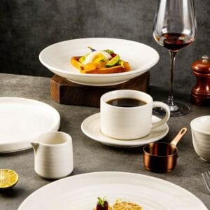 Pure White Swirl Texture Porcelain Dinnerware Set
