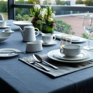 Pure White Granular Embossed Reinforced Porcelain Dinnerware Set