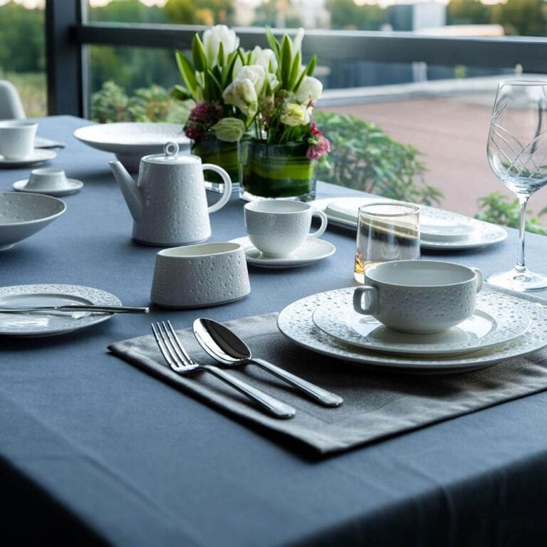 Pure White Granular Embossed Reinforced Porcelain Dinnerware Set