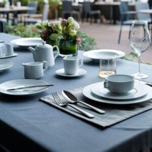 White Diamond-Pattern Embossed Durable Porcelain Dinnerware Set