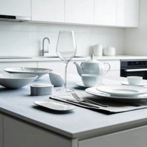 Pure White Embossed Porcelain Dinnerware Set