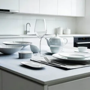 Pure White Embossed Porcelain Dinnerware Set