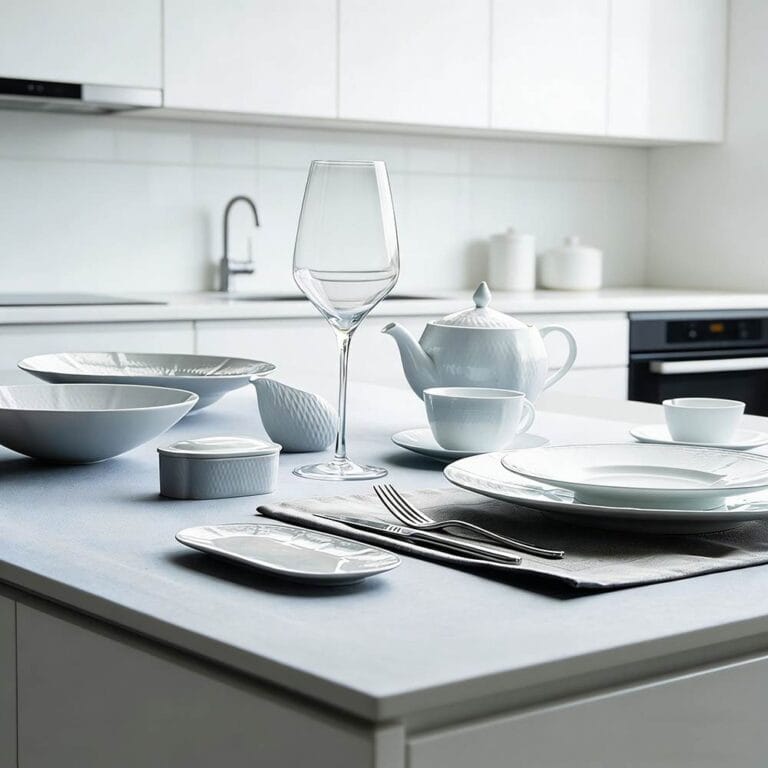 Pure White Embossed Porcelain Dinnerware Set