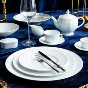 Pure White Embossed Porcelain Dinnerware Set