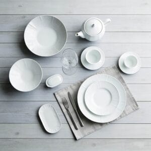 Pure White Embossed Porcelain Dinnerware Set