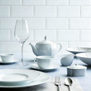 Pure White Embossed Porcelain Dinnerware Set