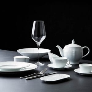 Pure White Embossed Porcelain Dinnerware Set