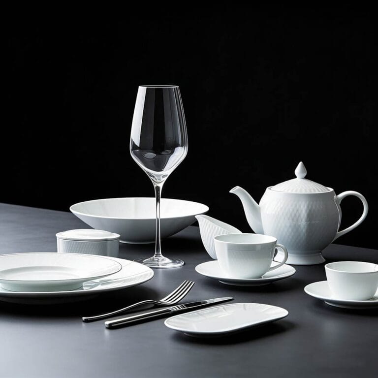 Pure White Embossed Porcelain Dinnerware Set