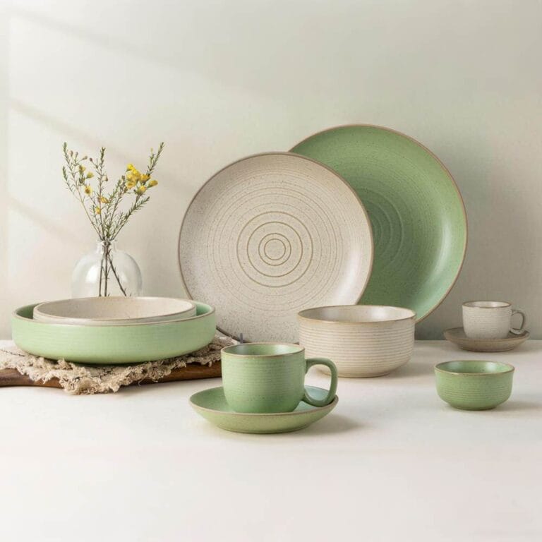 Japanese Light Matcha Green Dual-Texture Ceramic Tableware Set
