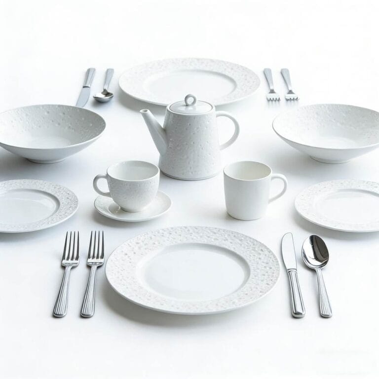 Pure White Granular Embossed Reinforced Porcelain Dinnerware Set