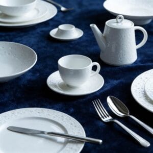 Pure White Granular Embossed Reinforced Porcelain Dinnerware Set