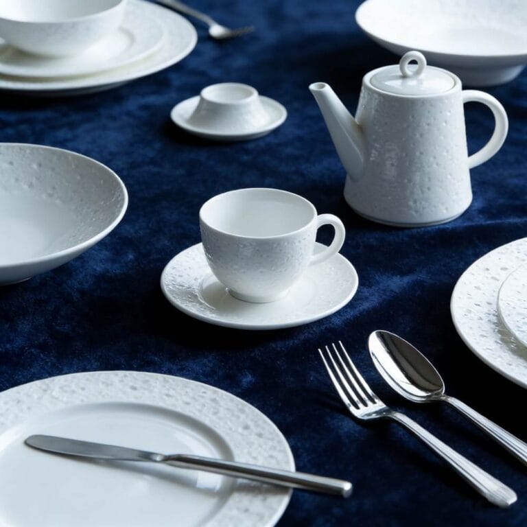 Pure White Granular Embossed Reinforced Porcelain Dinnerware Set