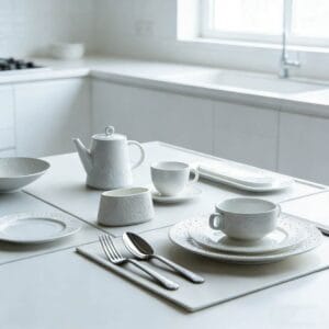 Pure White Granular Embossed Reinforced Porcelain Dinnerware Set