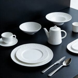 Pure White Granular Embossed Reinforced Porcelain Dinnerware Set