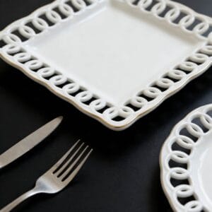 White Hollowed-Out Woven Porcelain Wedding Plate Set