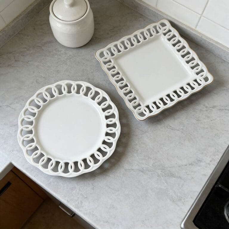 White Hollowed-Out Woven Porcelain Wedding Plate Set