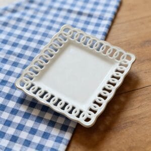 White Hollowed-Out Woven Porcelain Wedding Plate Set