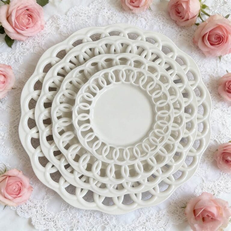 White Hollowed-Out Woven Porcelain Wedding Plate Set