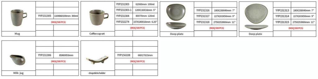 Light Gray Kiln-Change Glaze Ceramic Tableware Set with Spiral Texture
