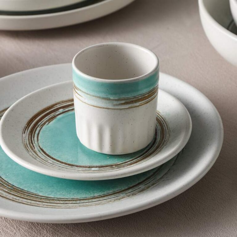 Retro Turquoise Kiln-Change Glaze Ceramic Tableware Set