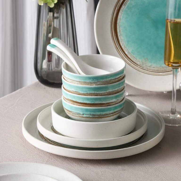 Retro Turquoise Kiln-Change Glaze Ceramic Tableware Set