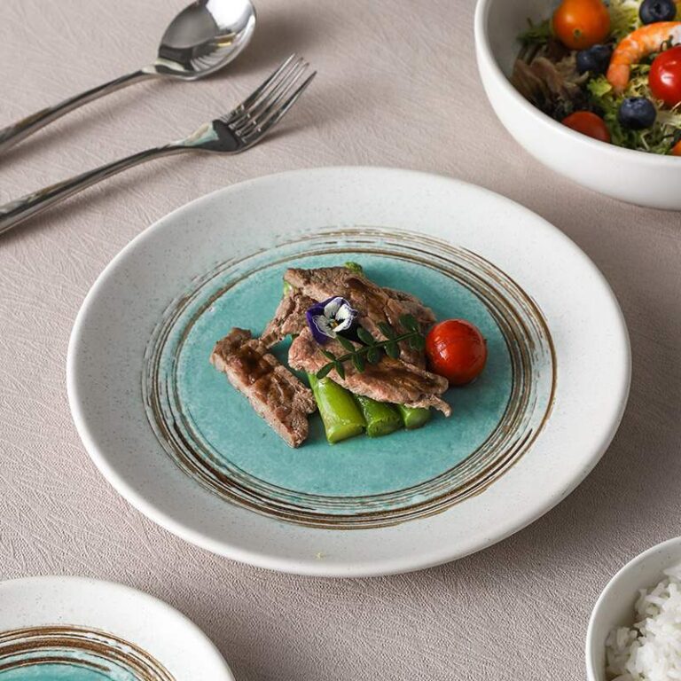 Retro Turquoise Kiln-Change Glaze Ceramic Tableware Set