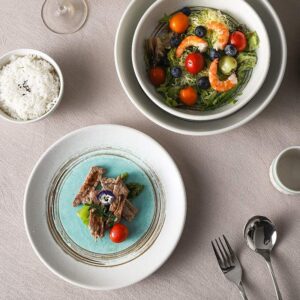 Retro Turquoise Kiln-Change Glaze Ceramic Tableware Set