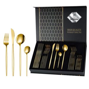 24 PCS Gold-Plated Stainless Steel Cutlery Gift Set