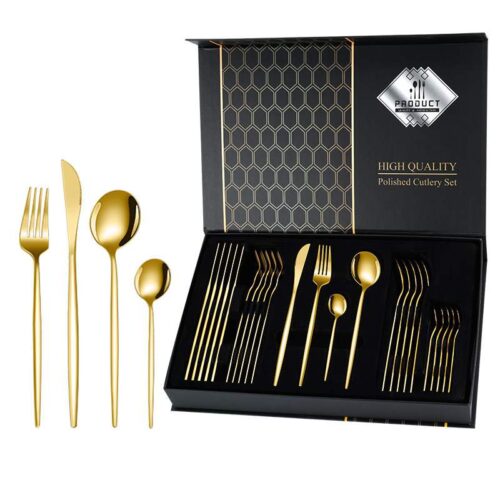 24 PCS Gold-Plated Stainless Steel Cutlery Gift Set