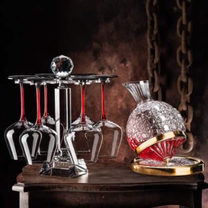 Custom Luxury Crystal Wine Glass Set with Vintage Leather Case Gift Packaging