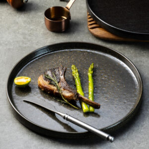 Gray-Black Contrasting Kiln-Change Glaze Ceramic Dinnerware Set