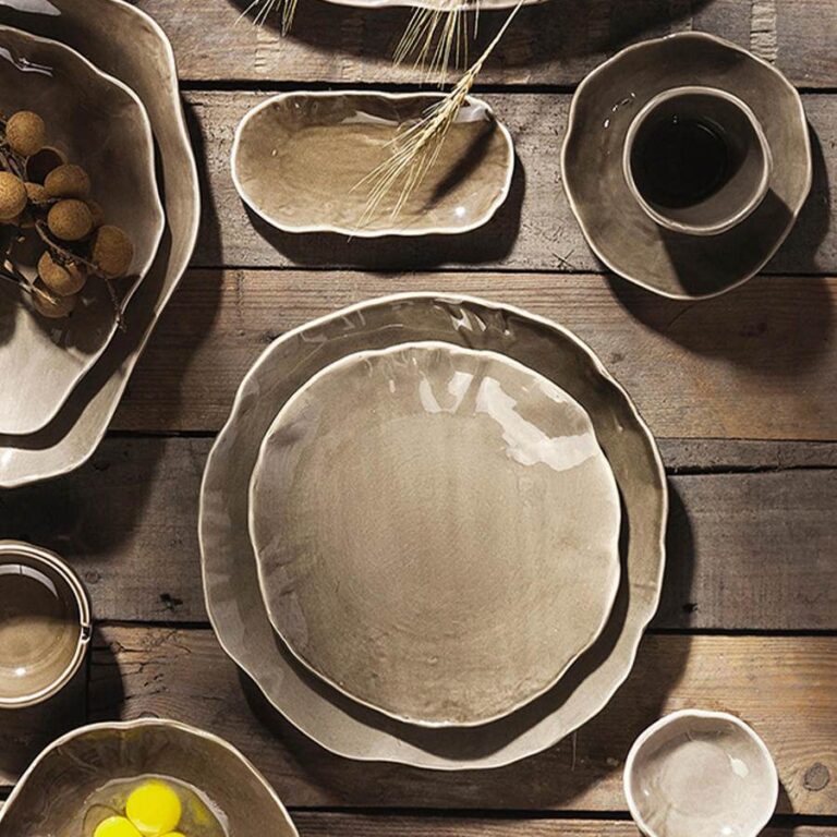 Light Brown Matte Glaze Irregular Shaped Ceramic Dinnerware Set