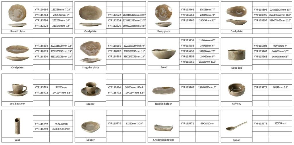 Light Brown Matte Glaze Irregular Shaped Ceramic Dinnerware Set