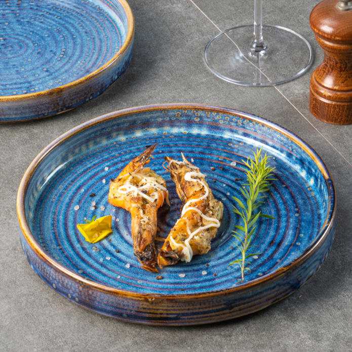 Deep Sea Blue Kiln-Change Glaze Ceramic Tableware Set