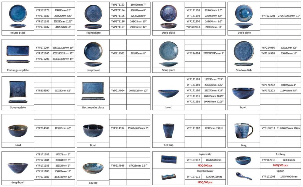 Deep Sea Blue Kiln-Change Glaze Ceramic Tableware Set