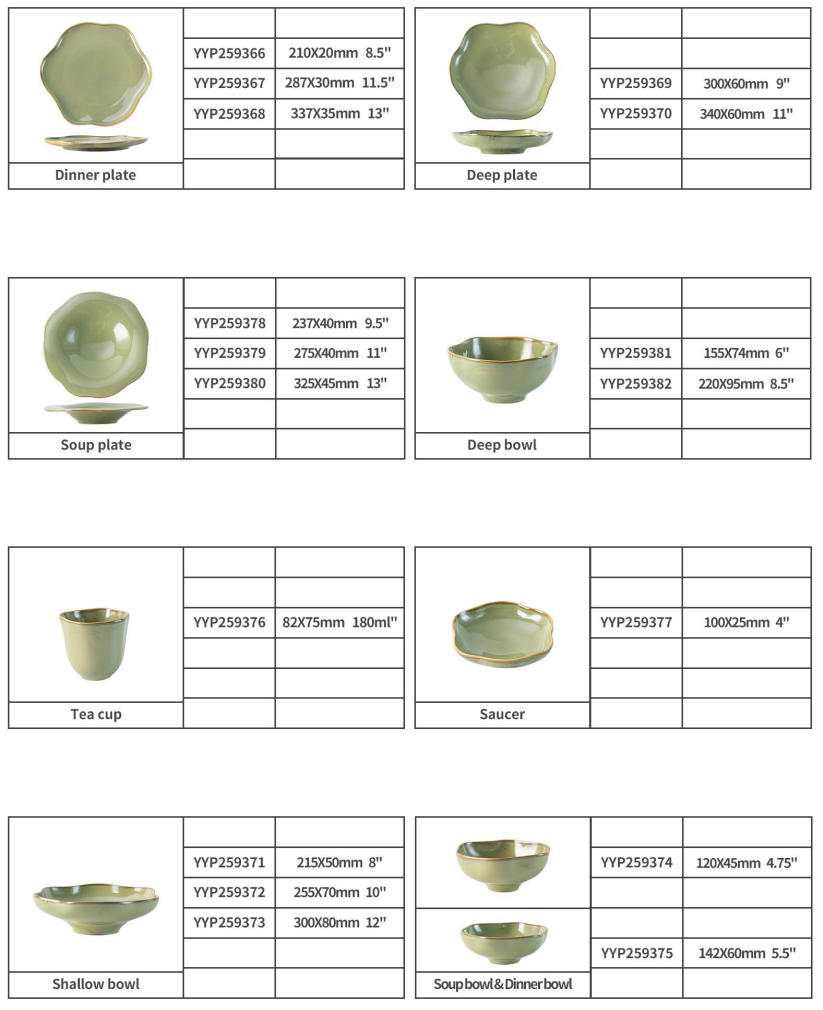 Light Moss Green Matte Glaze Ceramic Tableware Set