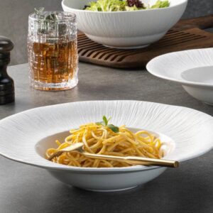 Pure White Embossed Vertical Stripe Porcelain Tableware Set