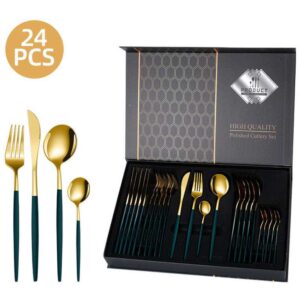 24 PCS Gold-Plated Stainless Steel Cutlery Gift Set