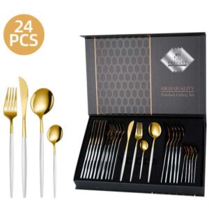 24 PCS Gold-Plated Stainless Steel Cutlery Gift Set