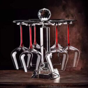 Custom Luxury Crystal Wine Glass Set with Vintage Leather Case Gift Packaging