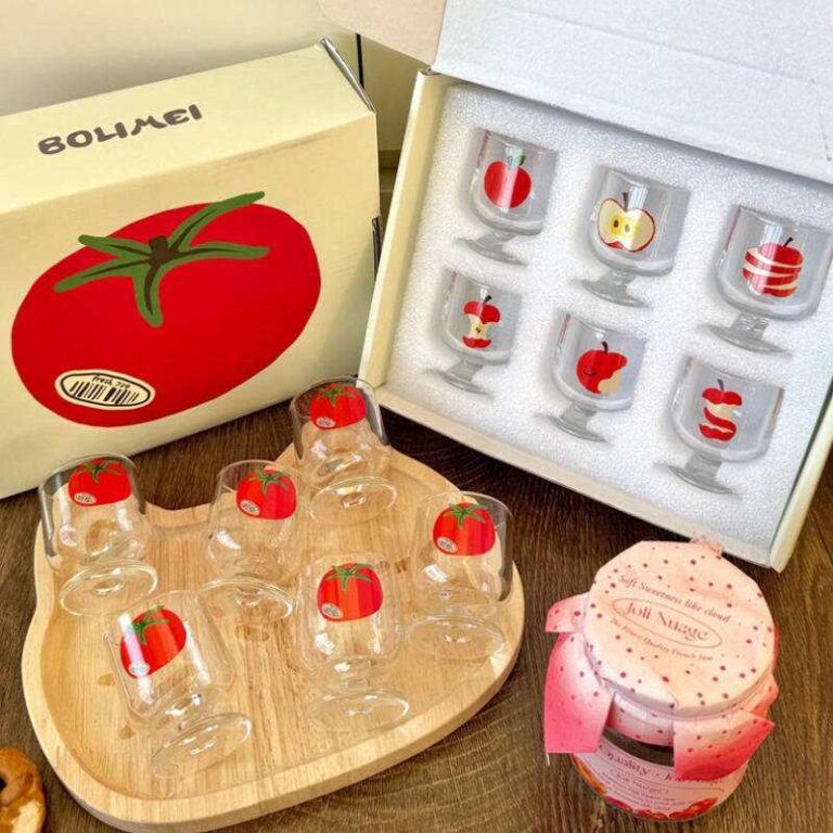 Cute Fruit Print High Borosilicate Glass Cup Gift Set