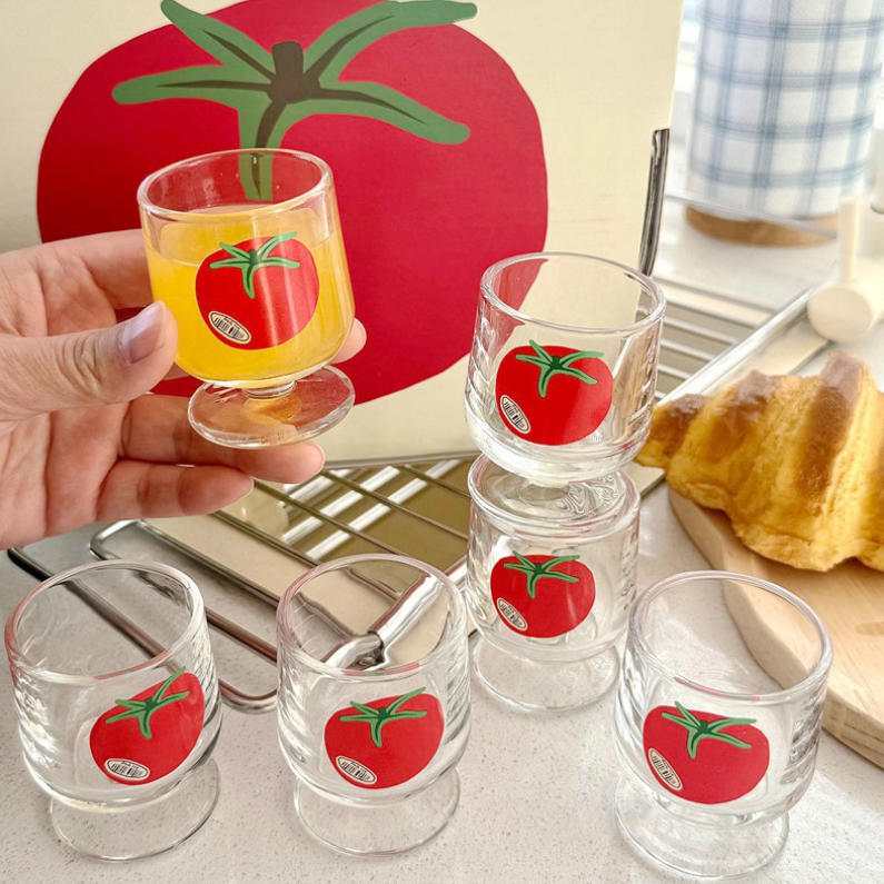 Cute Fruit Print High Borosilicate Glass Cup Gift Set