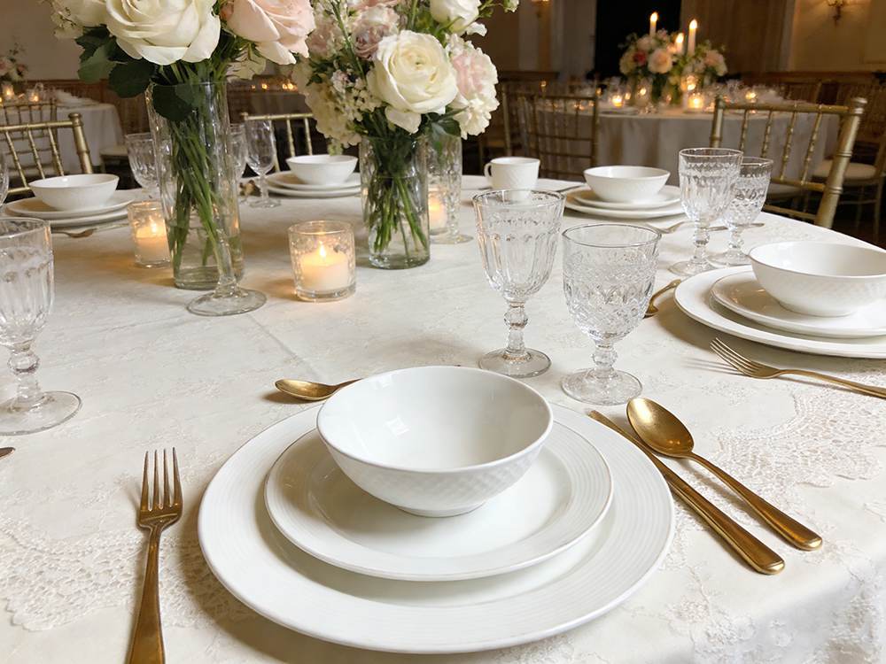 White Porcelain Dinnerware for Events