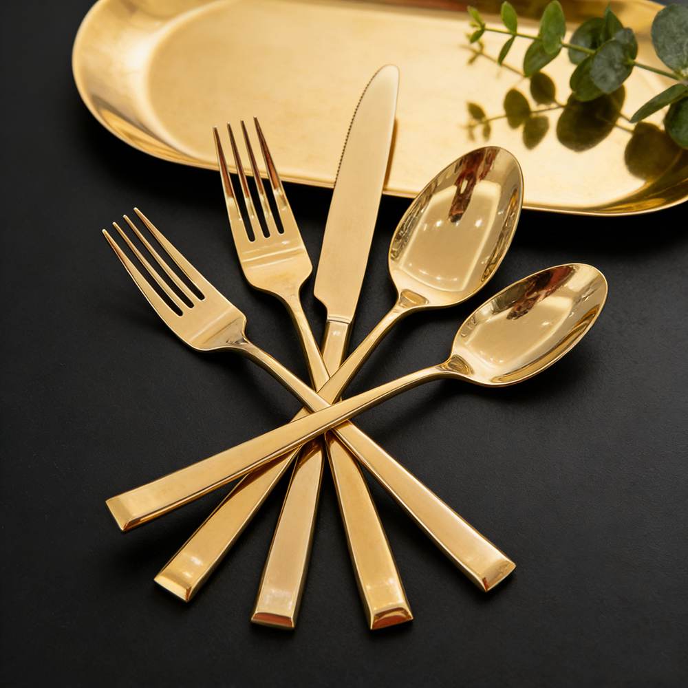 5-Piece Gold-Plated Stainless Steel Cutlery Set