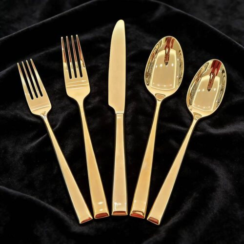 5-Piece Gold-Plated Stainless Steel Cutlery Set