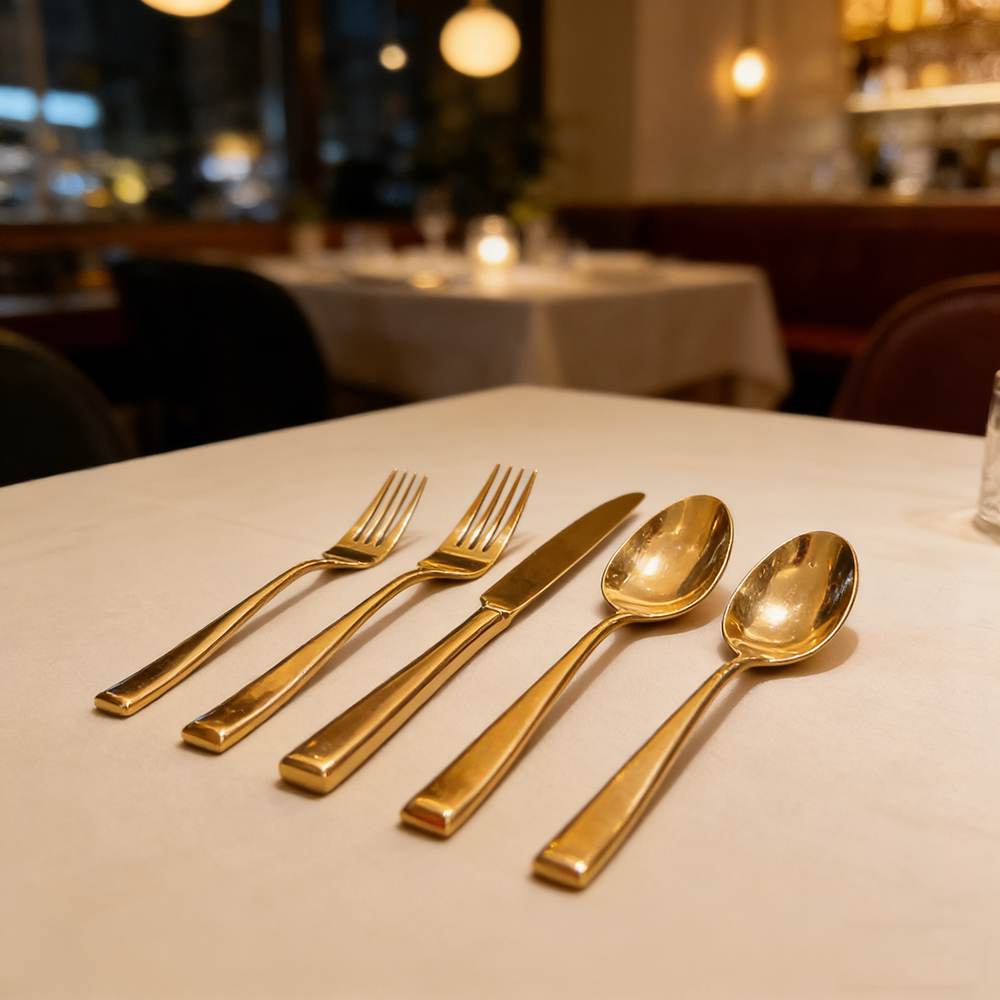 5-Piece Gold-Plated Stainless Steel Cutlery Set