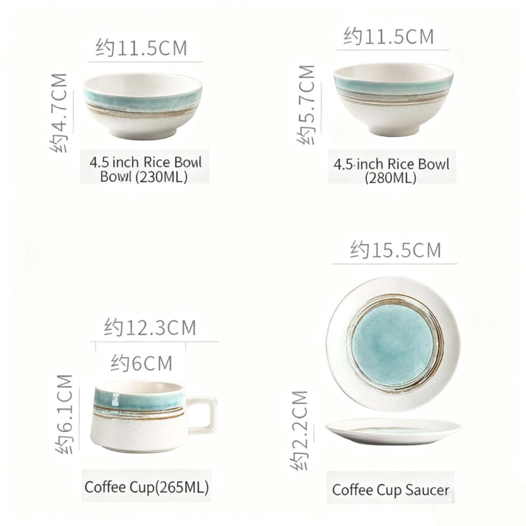 Retro Turquoise Kiln-Change Glaze Ceramic Tableware Set